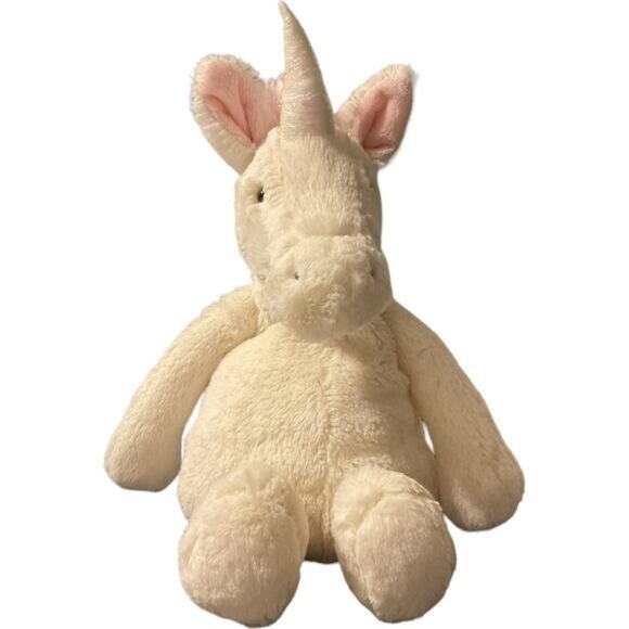 Jellycat Bashful White Unicorn Plush With Pink Mane & Tail 12" Medium Plush - Picture 1 of 4
